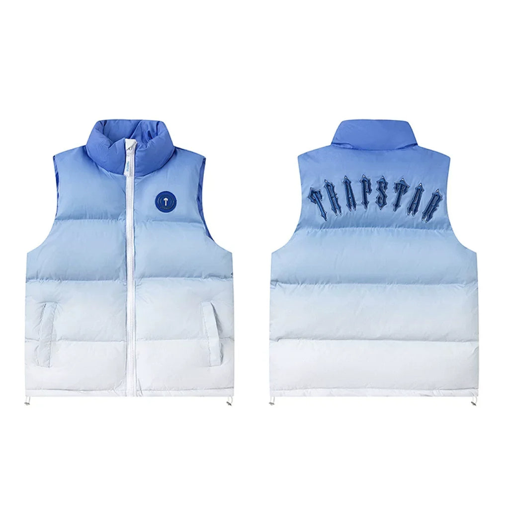 Trapstar Ombre Fade Puffer Vest - Blue/White